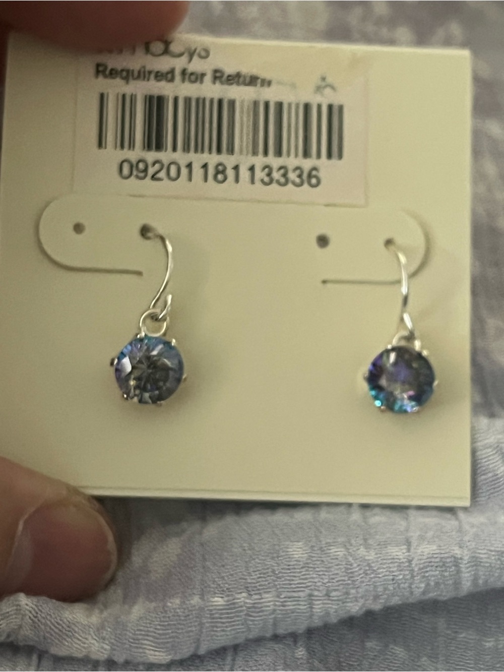 Macy's Silver-Tone Blue Purple Crystal Drop Earrings & Necklace Set